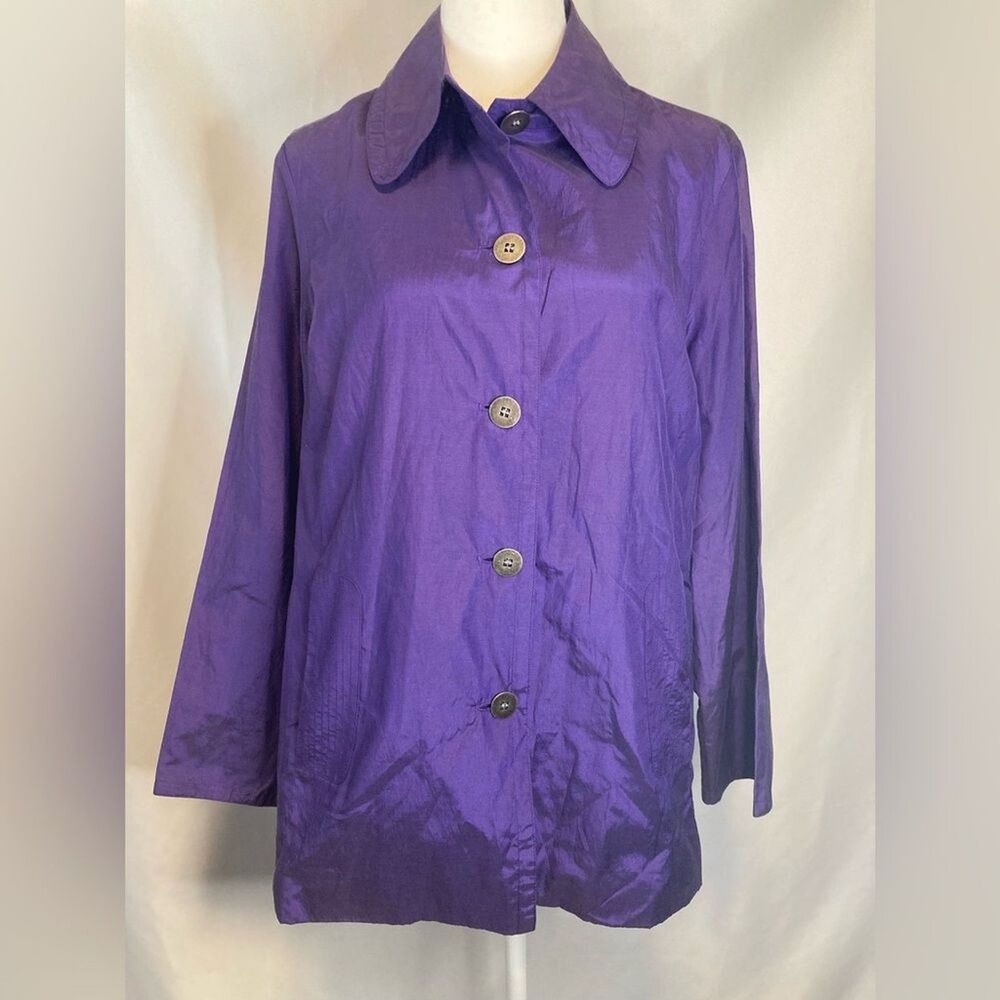 Chico's Shirt Jacket Size 1 (M/8) Purple Shacket Button Down Up Career Blazer